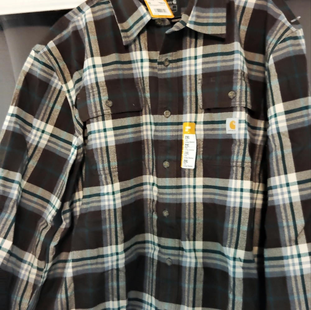 Men's Carhartt Heavy Warm Long Sleeve Flannel Size XXL, New w/Tags - Brown Color